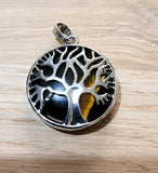 Pendentif arbre de vie en Oeil de Tigre - Pierres de Terre Happy