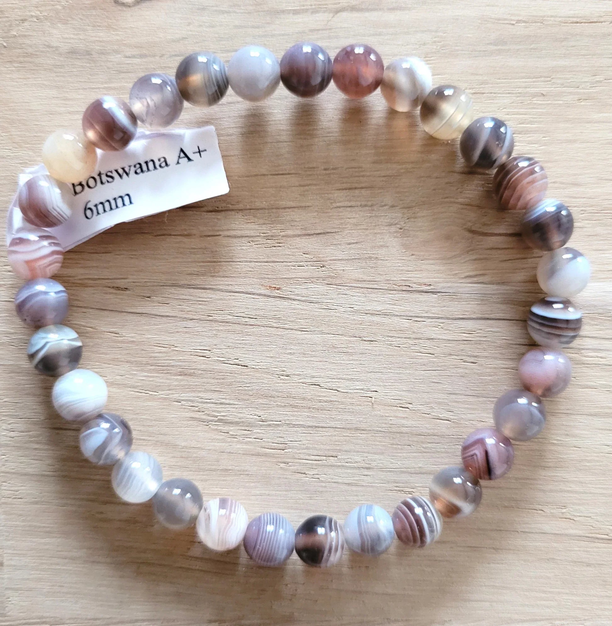 Bracelet en Agate Botswana 6mm - Pierres de Terre Happy
