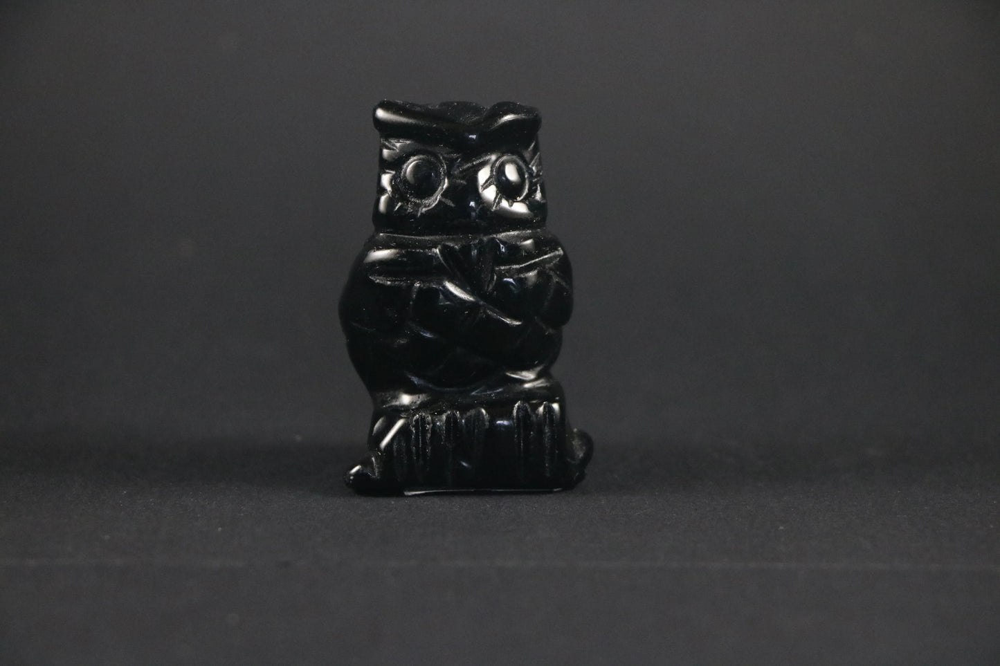 Chouette en Obsidienne Noire - Pierres de Terre Happy