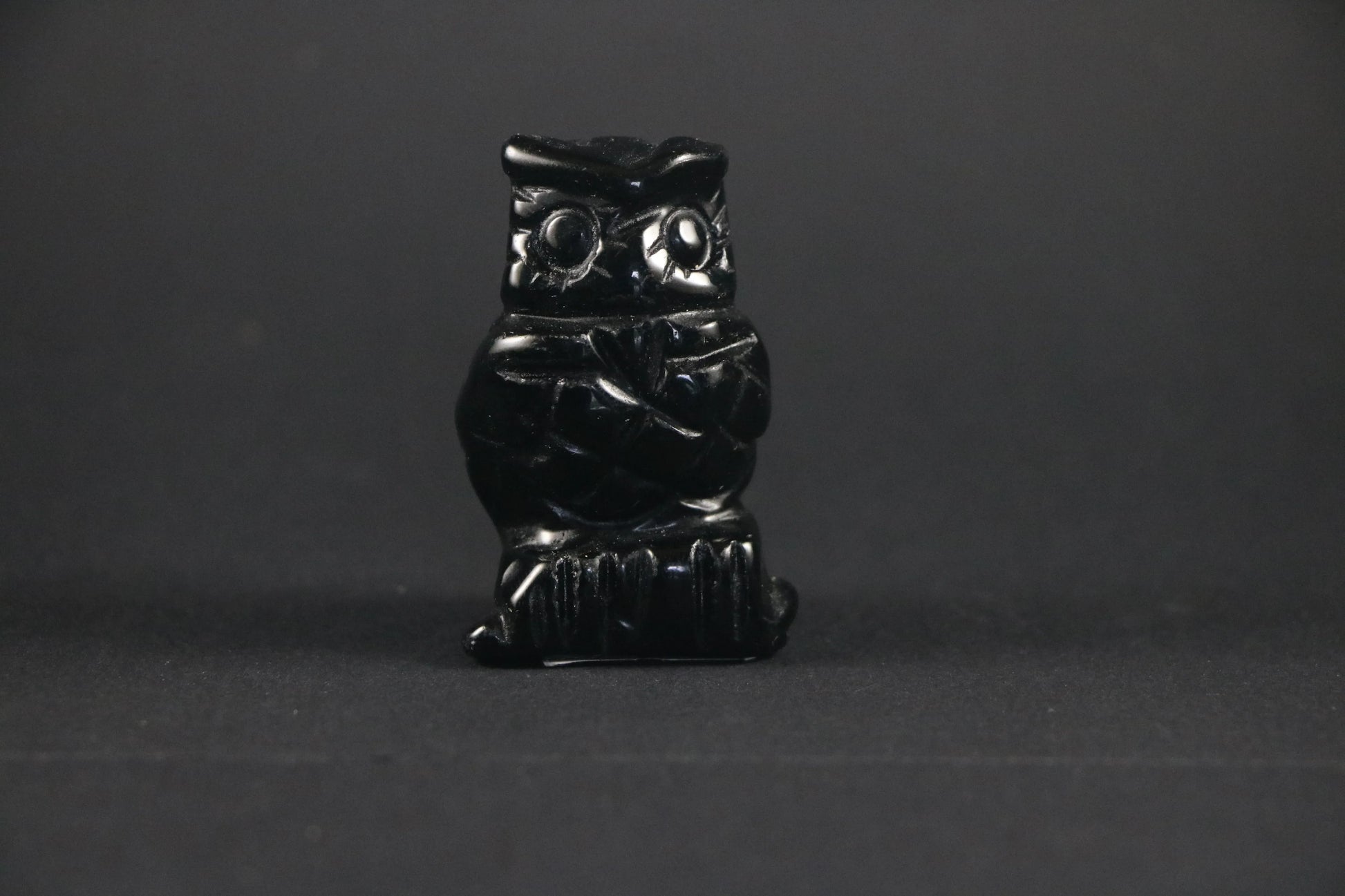 Chouette en Obsidienne Noire - Pierres de Terre Happy