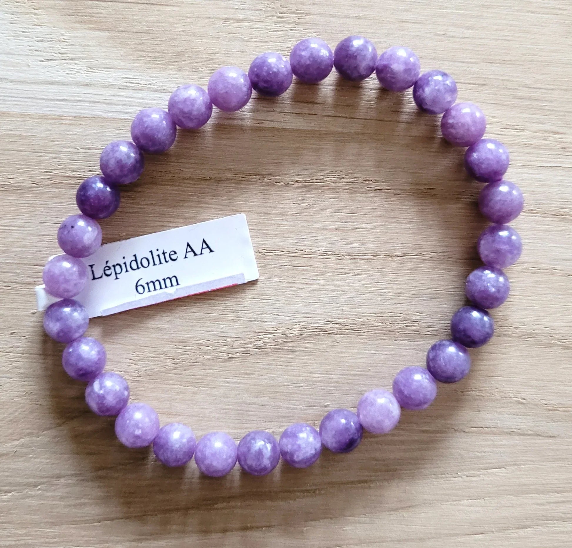 Bracelet en Lépidolite 6mm - Pierres de Terre Happy