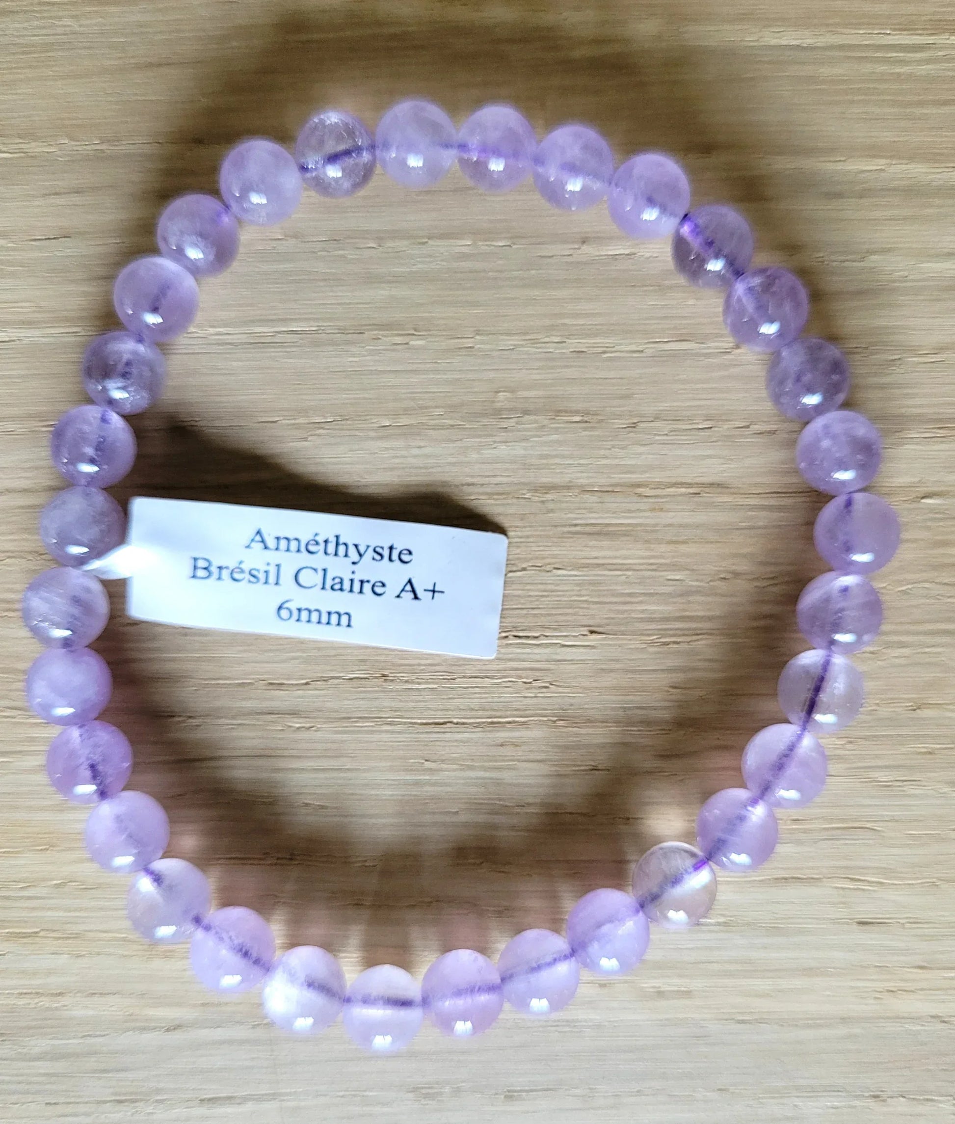 Bracelet en Améthyste Brésil 6mm A+ - Pierres de Terre Happy