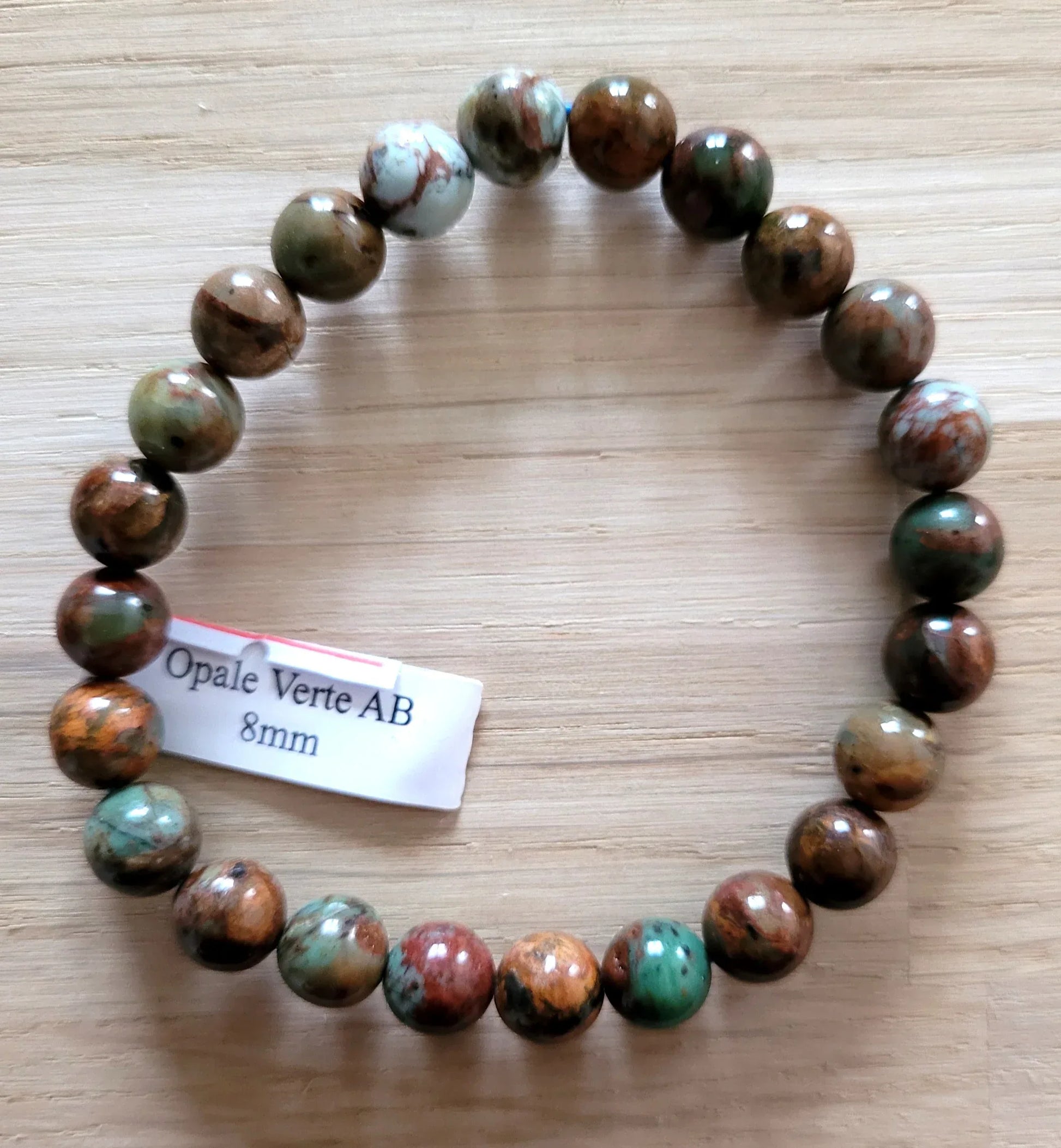Bracelet d'Opale verte 8mm - Pierres de Terre Happy