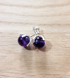 Boucles d'oreilles puce en Améthyste et argent - Pierres de Terre Happy