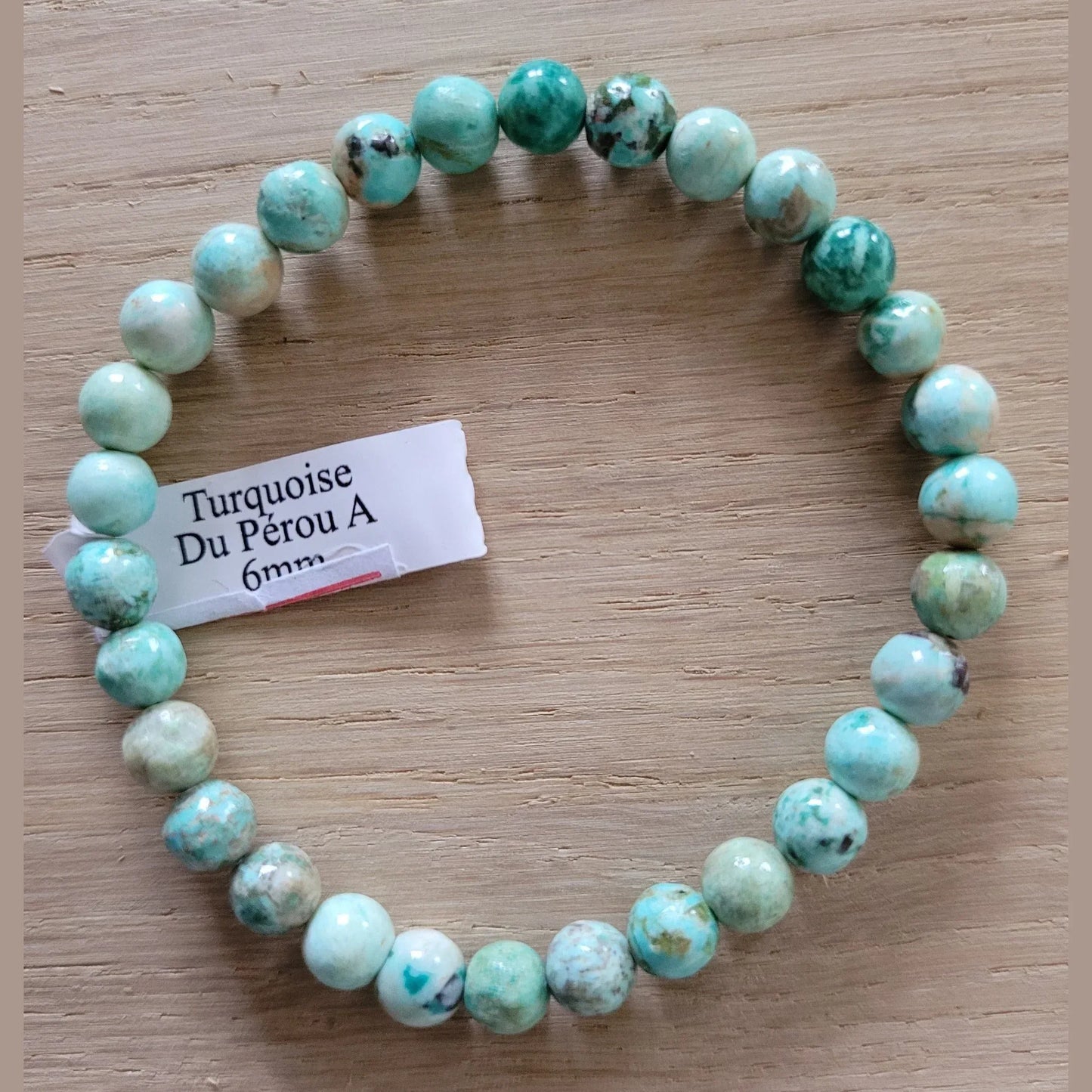 Bracelet enTurquoise du Pérou 6mm - Pierres de Terre Happy