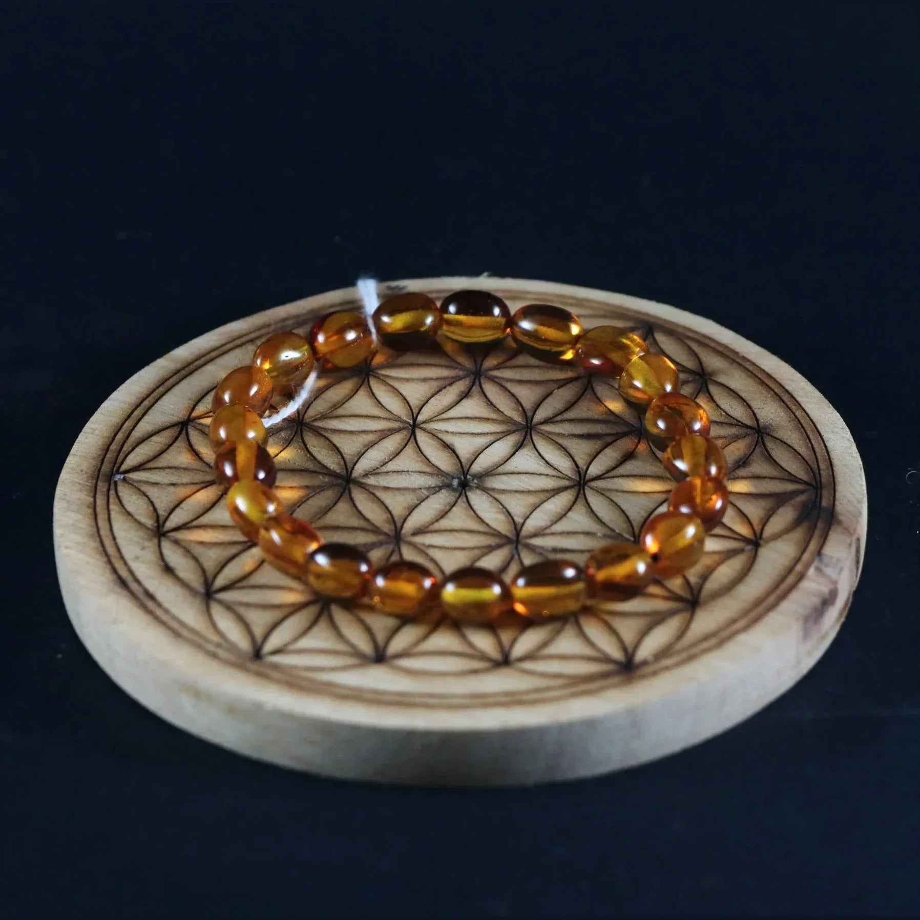 Bracelet pierres roulées en Ambre cognac clair - Pierres de Terre Happy