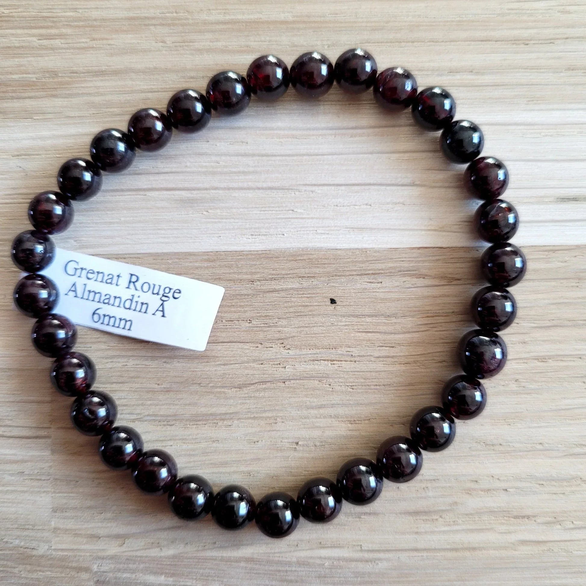Bracelet 6mm en Grenat Almandin - Pierres de Terre Happy