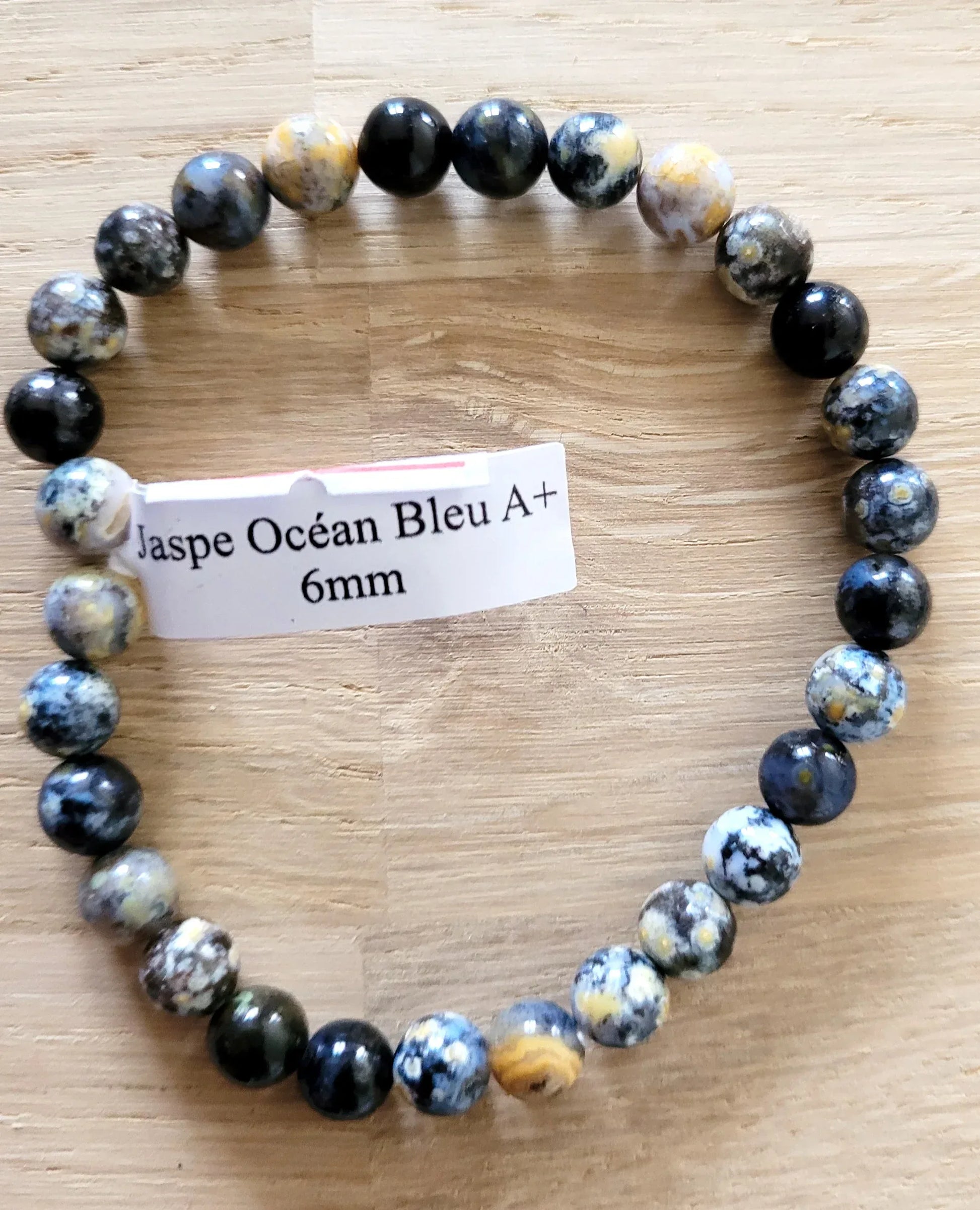 Bracelet en Jaspe Océan Bleu 6mm - Pierres de Terre Happy