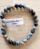 Bracelet en Jaspe Océan Bleu 6mm - Pierres de Terre Happy