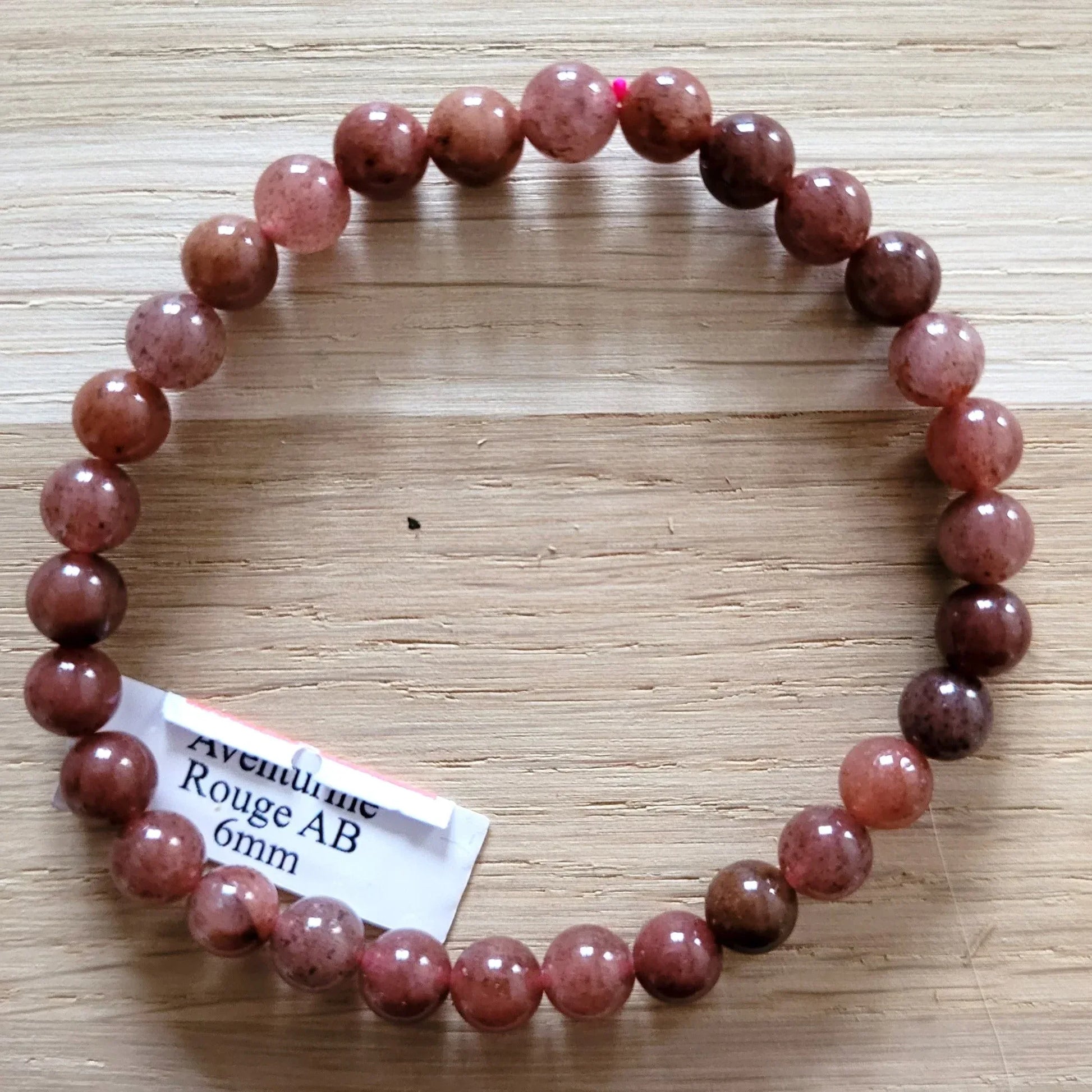 Bracelet en Aventurine Rouge 6mm - Pierres de Terre Happy