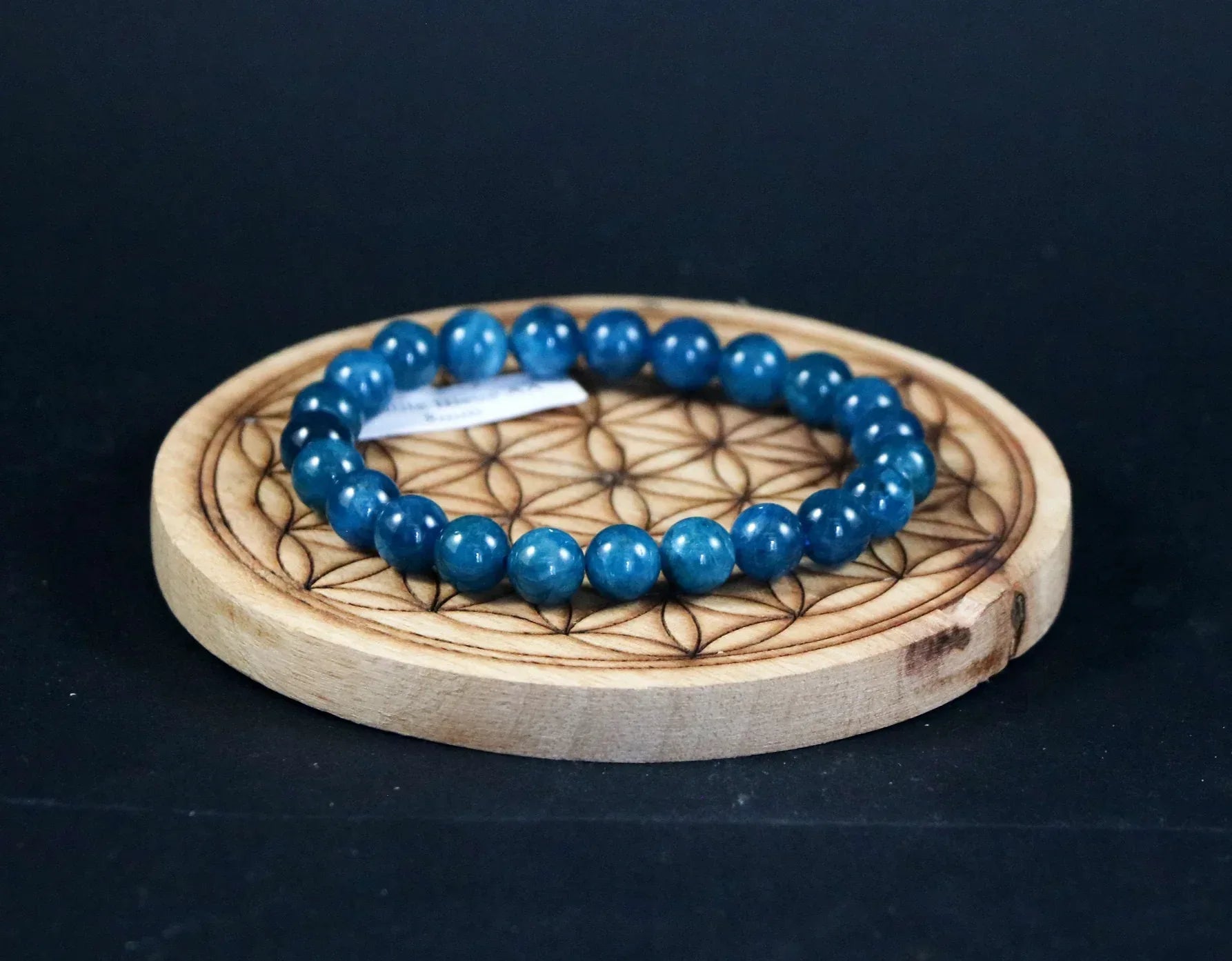 Bracelet 8mm en Apatite bleue AA - Pierres de Terre Happy
