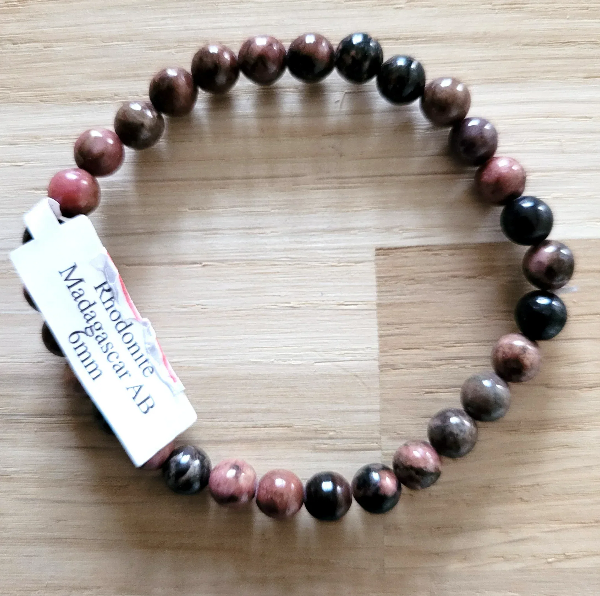 Bracelet en Rhodonite 6mm - Pierres de Terre Happy