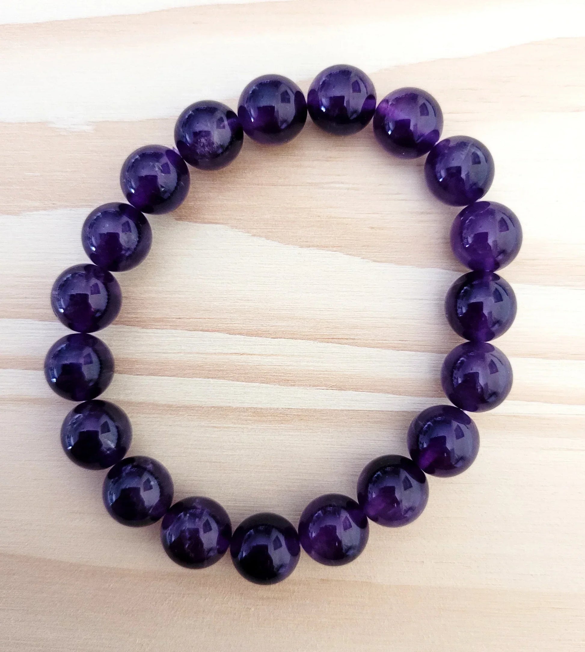 Bracelet en Améthyste foncée 10mm - Pierres de Terre Happy