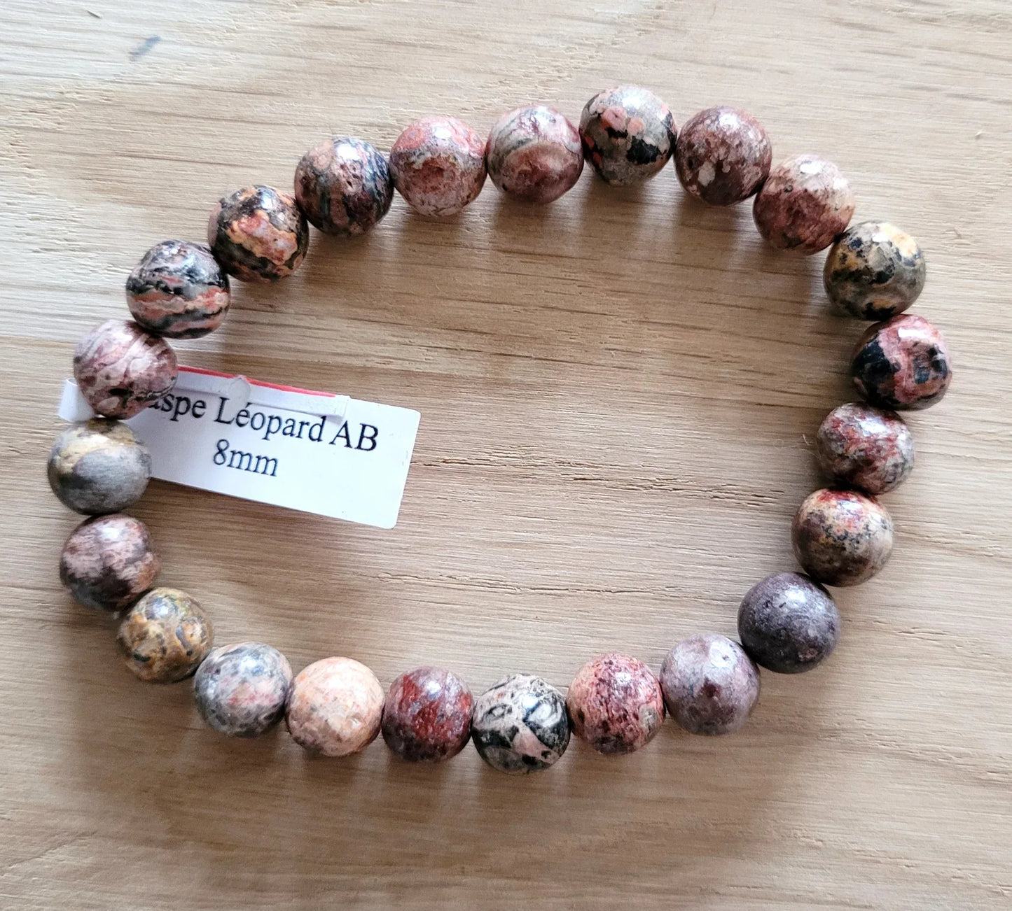 Bracelet en Jaspe léopard 8mm AB - Pierres de Terre Happy