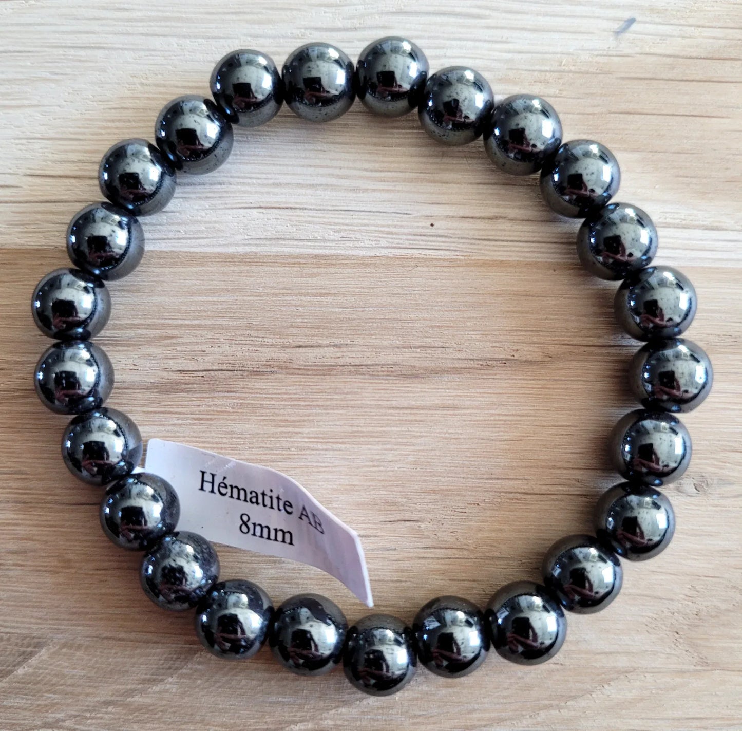 Bracelet en Hématite 8mm - Pierres de Terre Happy