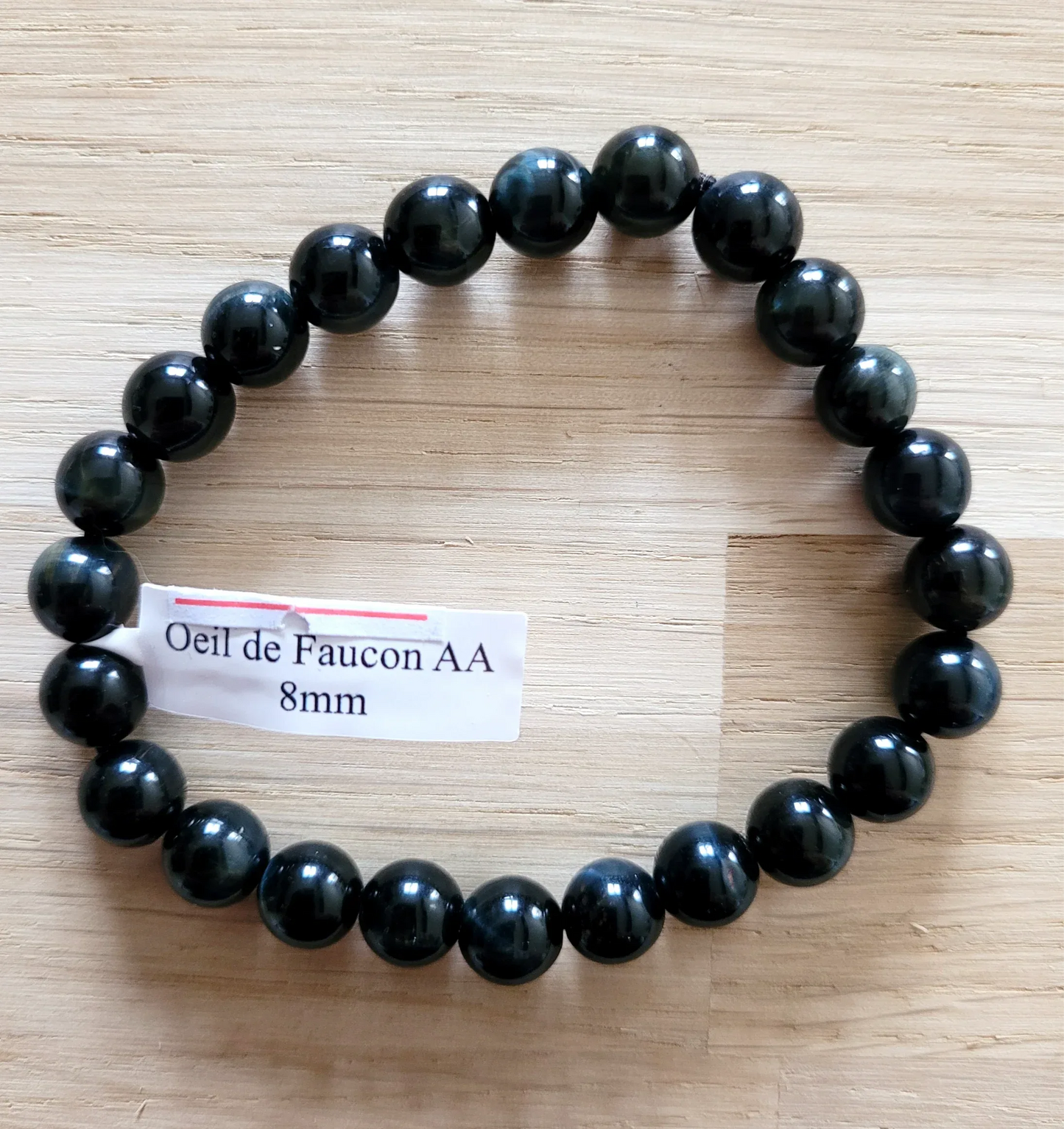 Bracelet en Oeil de Faucon 8mm - Pierres de Terre Happy