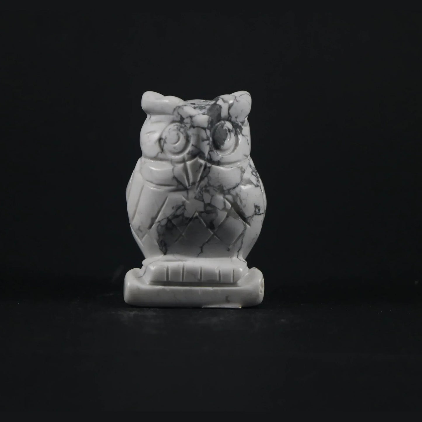 Chouette en Howlite - Pierres de Terre Happy