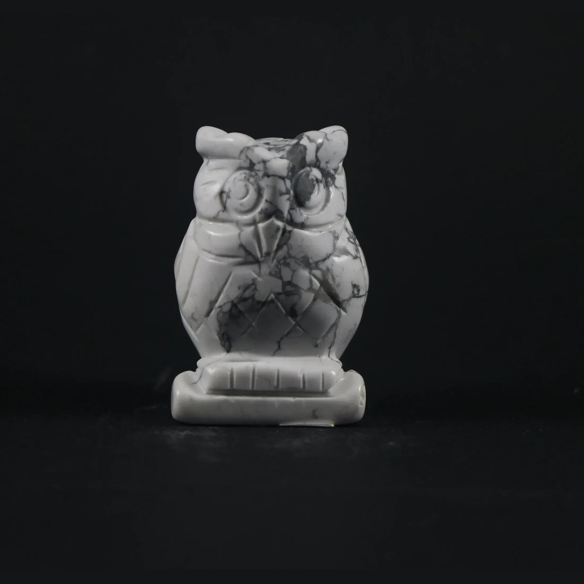 Chouette en Howlite - Pierres de Terre Happy