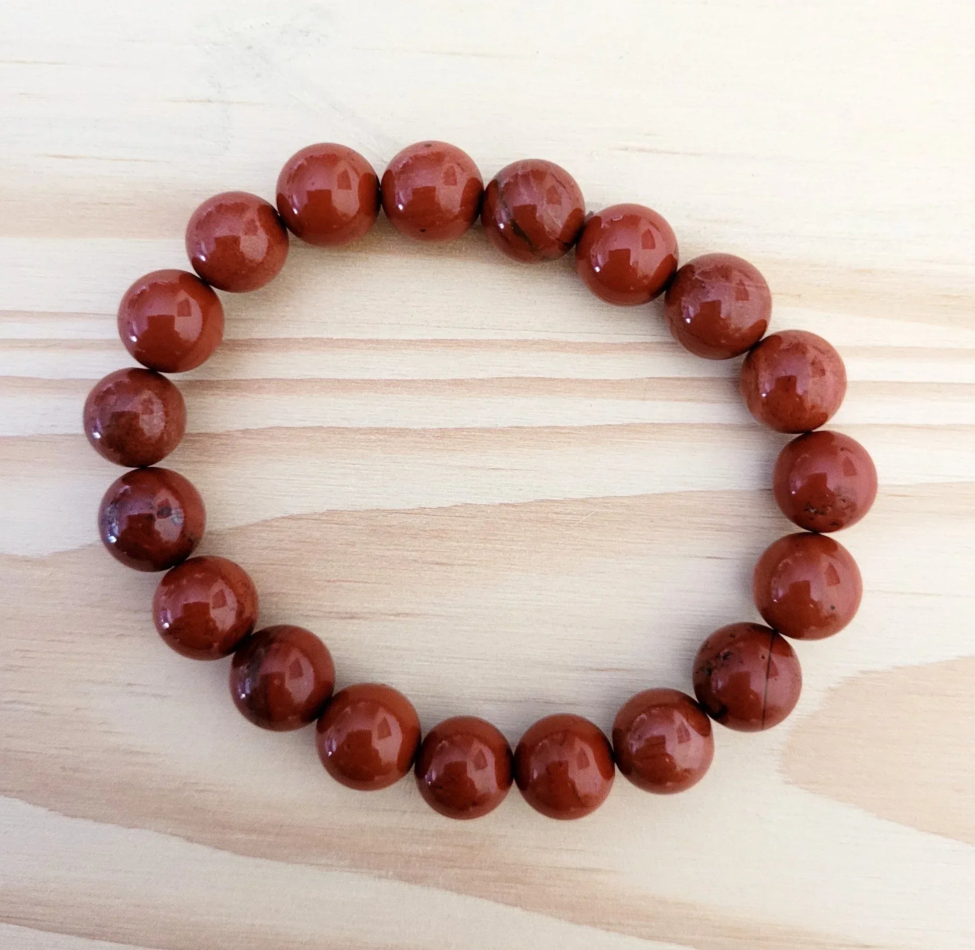 Bracelet en Jaspe rouge 10mm - Pierres de Terre Happy