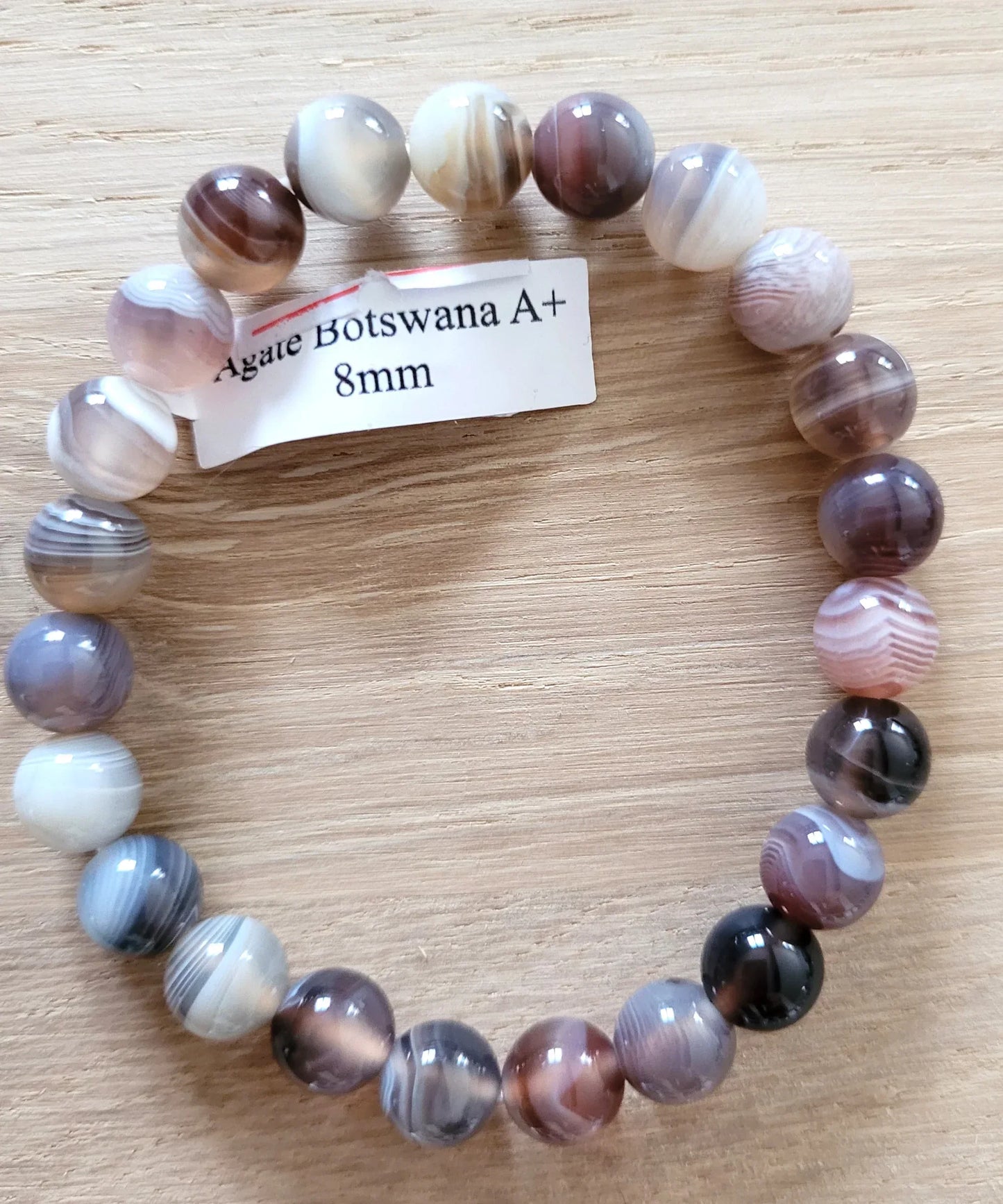 Bracelet en Agate Botswana 8mm - Pierres de Terre Happy