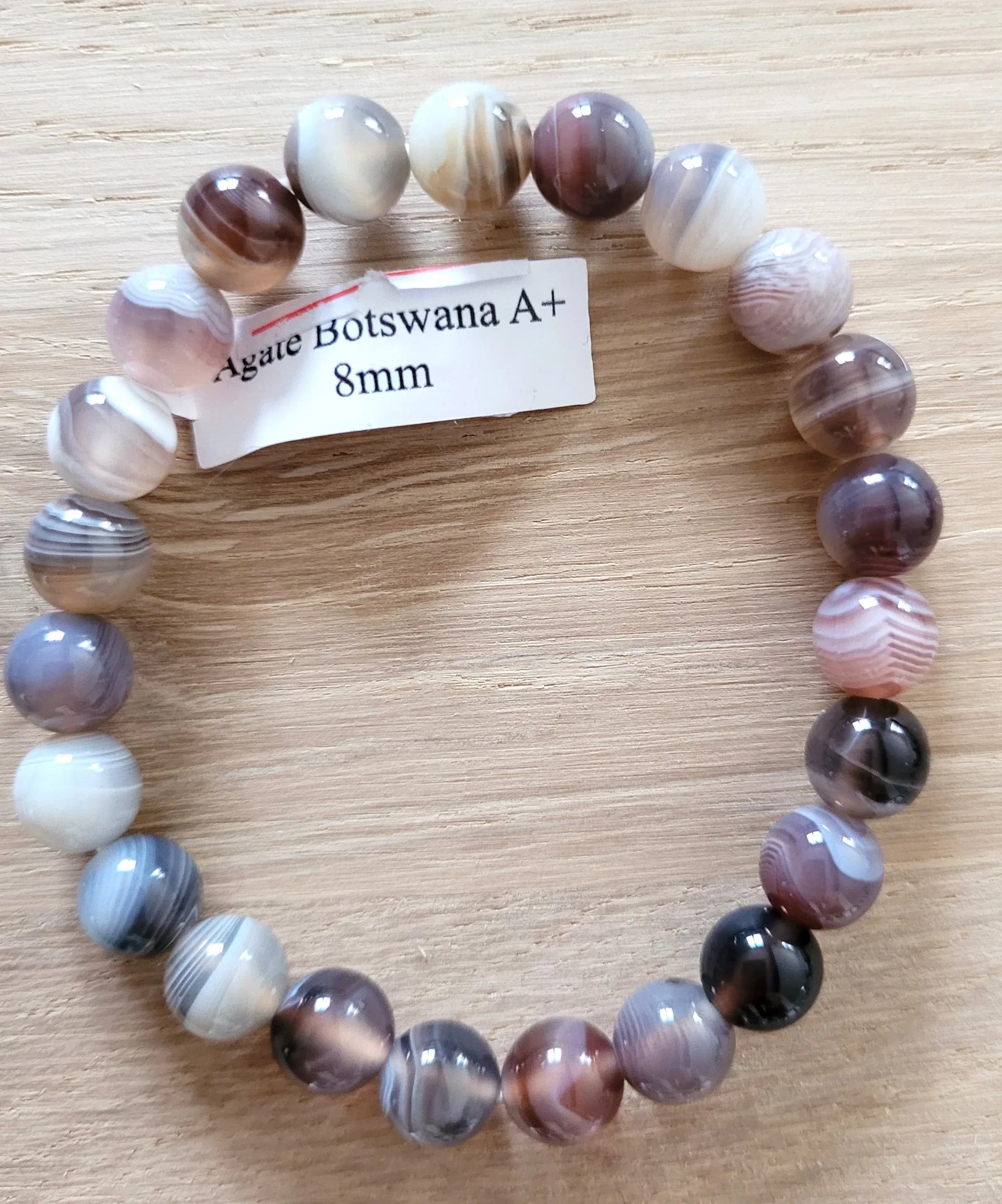 Bracelet en Agate Botswana 8mm - Pierres de Terre Happy
