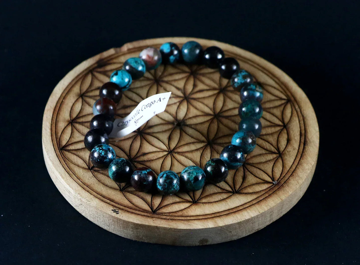 Bracelet en Chrysocolle 8mm A+ Congo - Pierres de Terre Happy