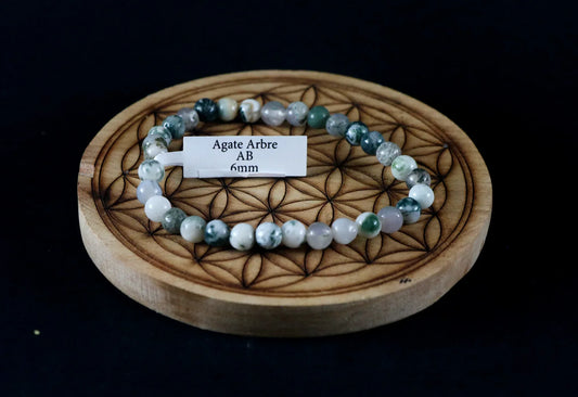 Bracelet en Agate arbre 6mm - Pierres de Terre Happy