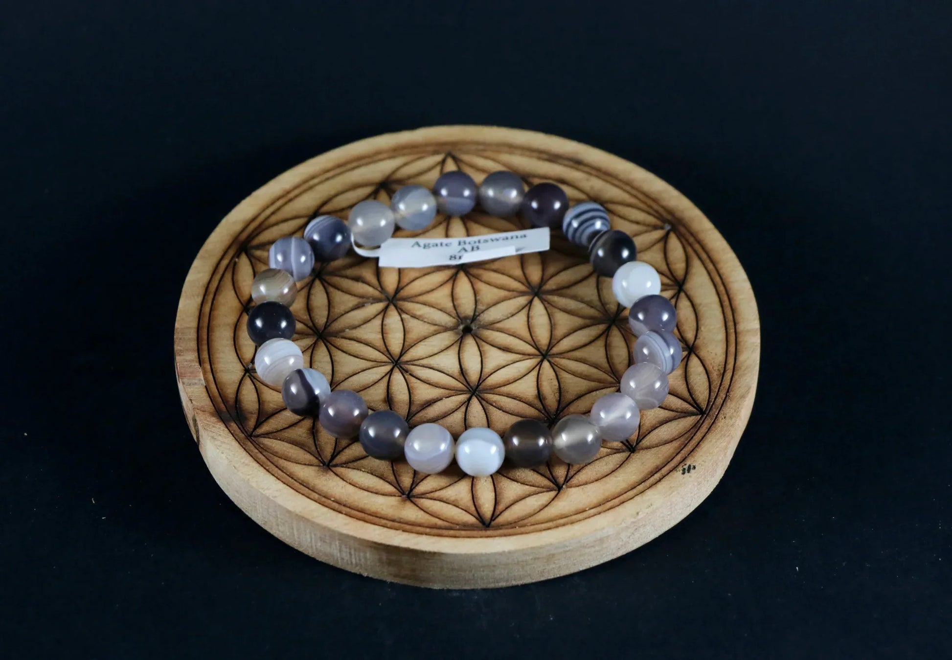 Bracelet en Agate Botswana 8mm AB - Pierres de Terre Happy