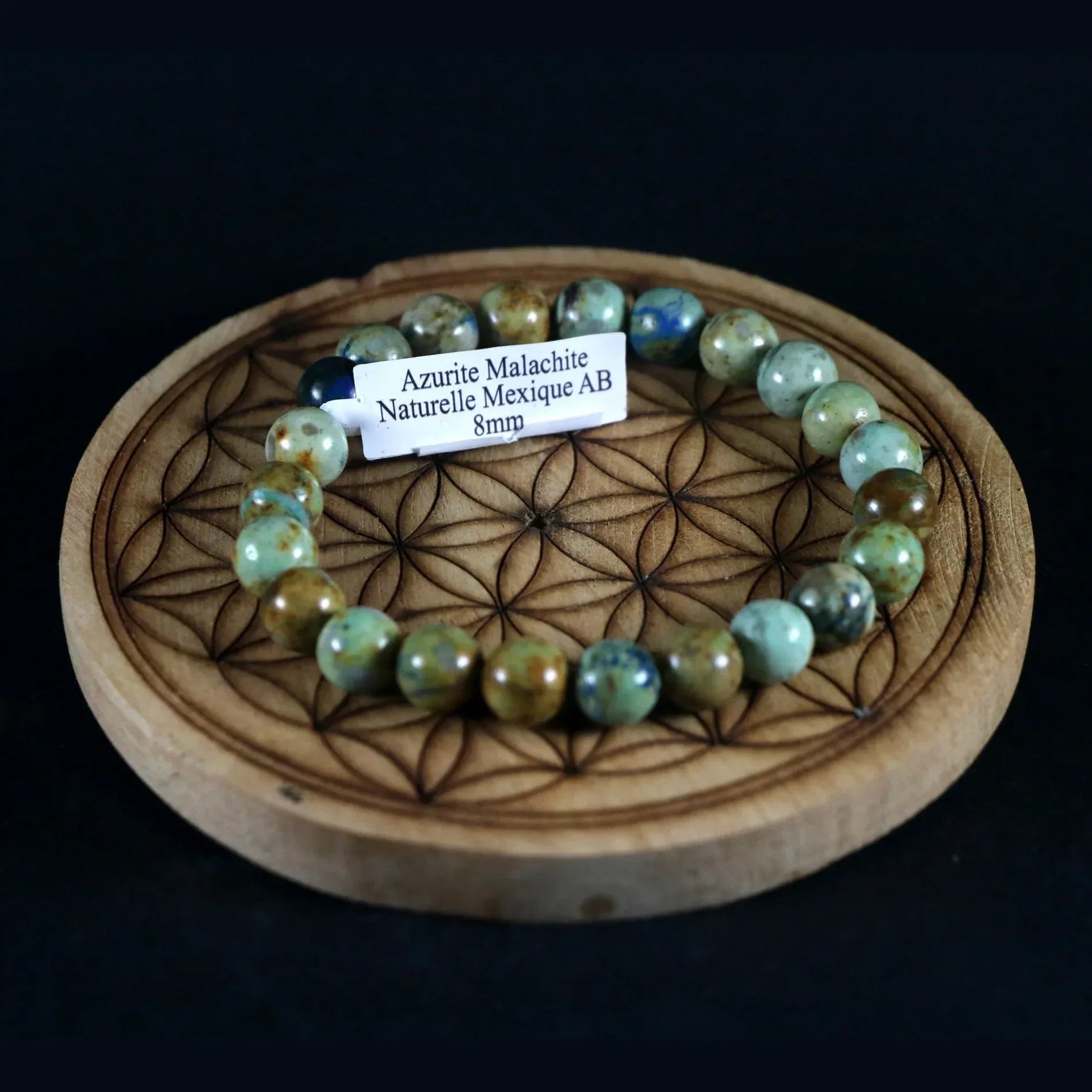 Bracelet en Azurite Malachite naturelle 8mm - Pierres de Terre Happy