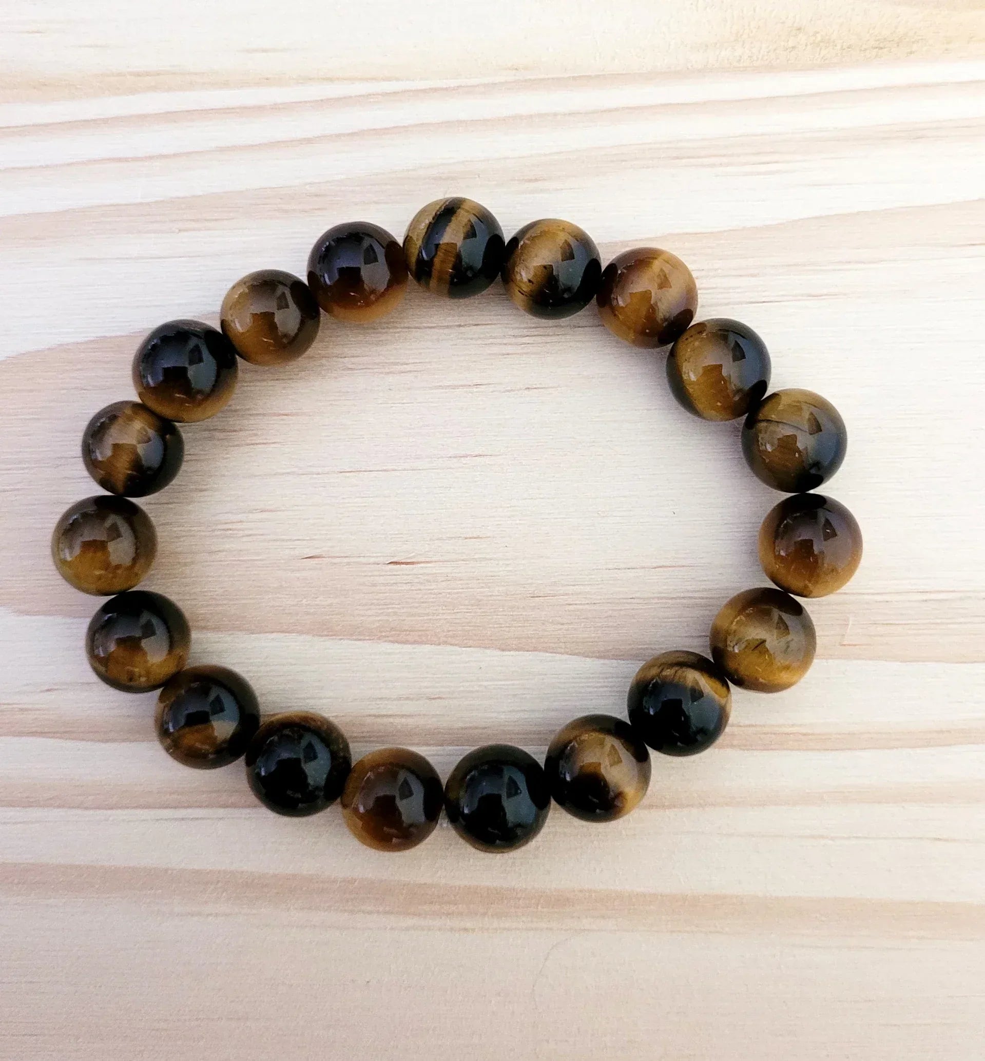 Bracelet en oeil de tigre 10mm - Pierres de Terre Happy