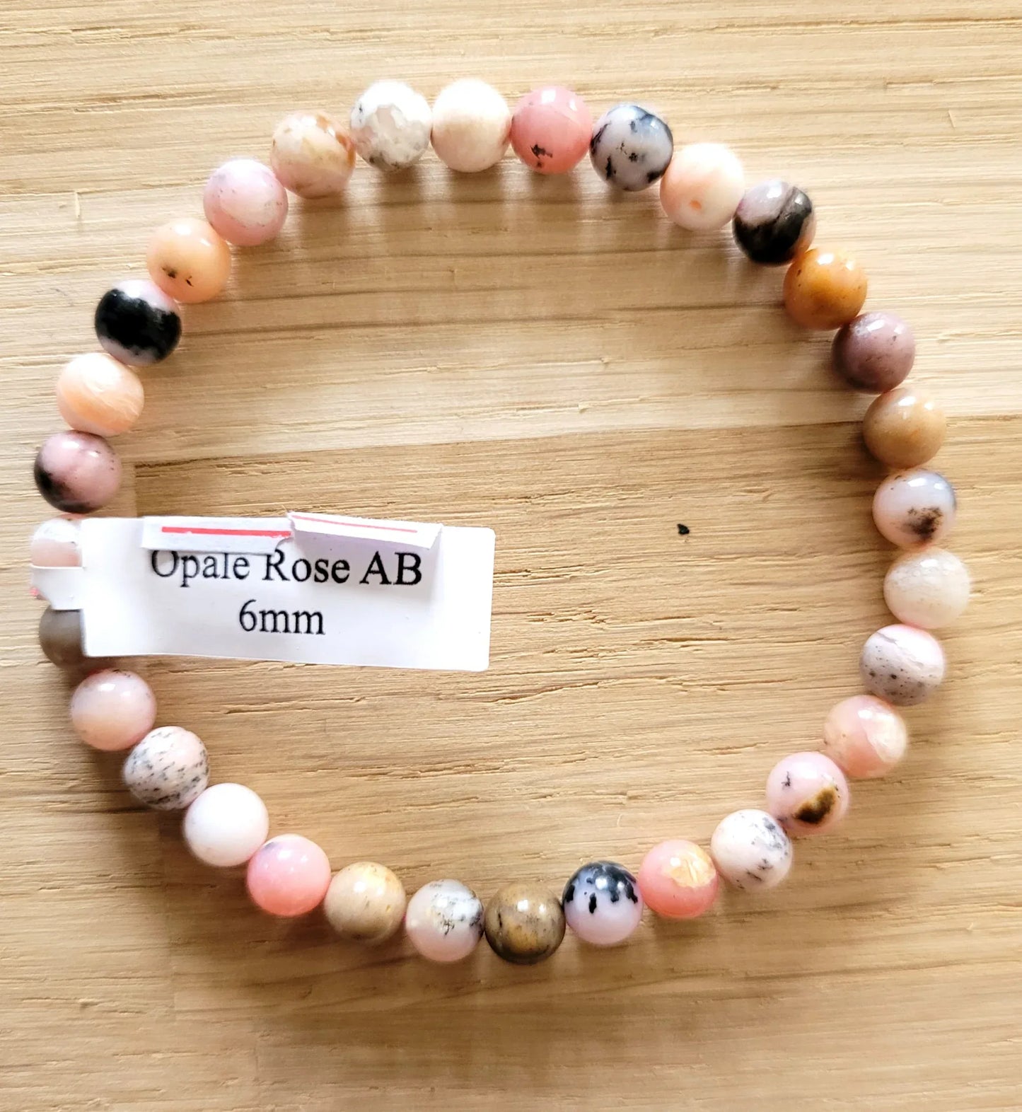 Bracelet en Opale Rose des Andes 6mm - Pierres de Terre Happy