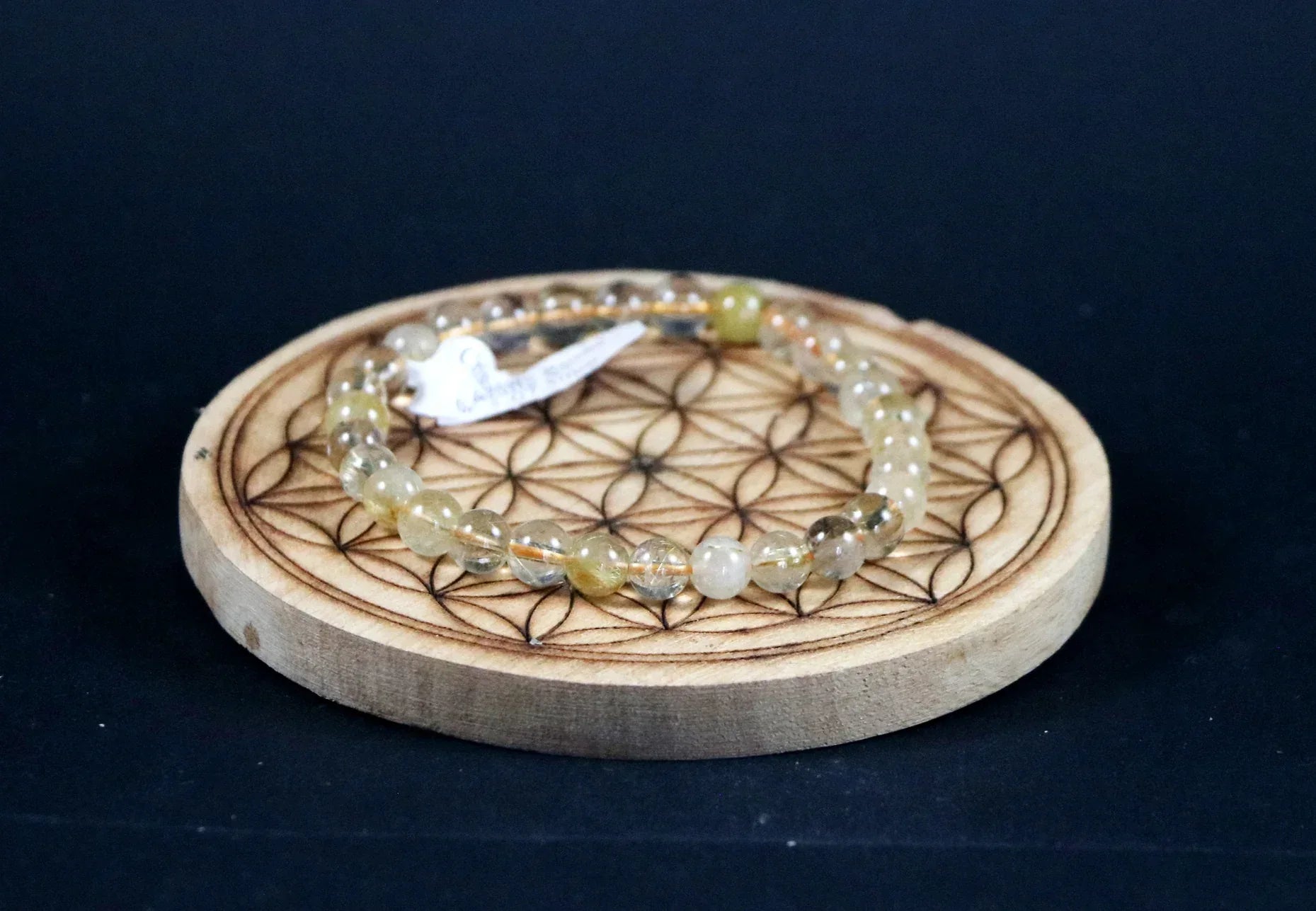 Bracelet en Cristal de roche rutile 6mm - Pierres de Terre Happy