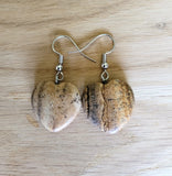 Boucles d'oreilles coeur en Jaspe paysage - Pierres de Terre Happy