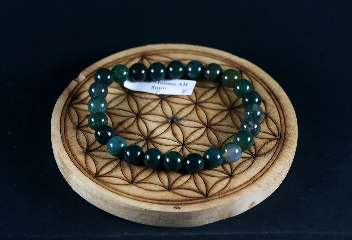Bracelet en Agate mousse 8mm - Pierres de Terre Happy