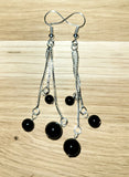 Boucles d'oreilles triples perles en Obsidienne Oeil Celeste - Pierres de Terre Happy