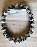 Bracelet en Jaspe Dalmatien 8mm - Pierres de Terre Happy
