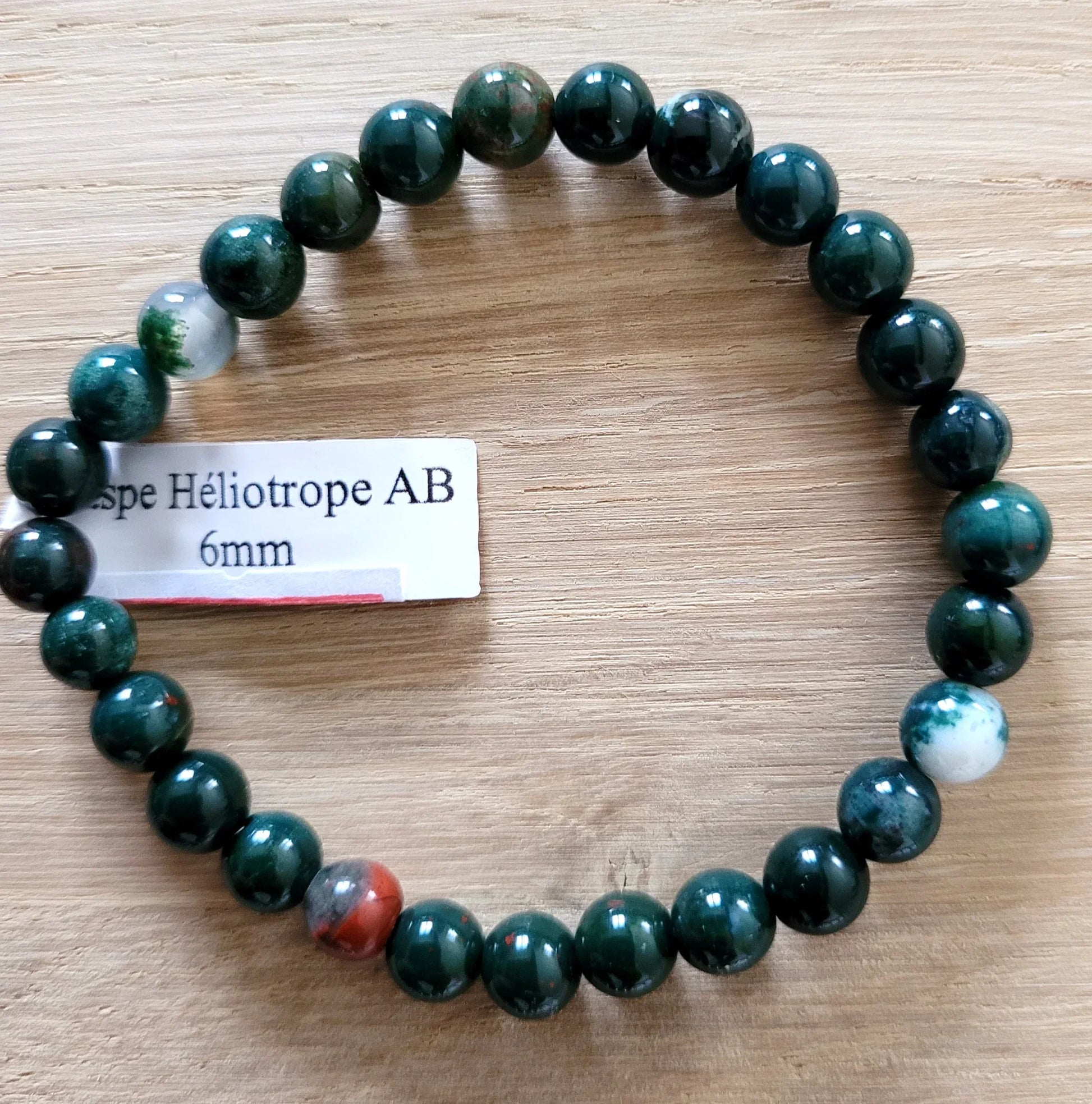 Bracelet en Jaspe héliotrope 6mm - Pierres de Terre Happy