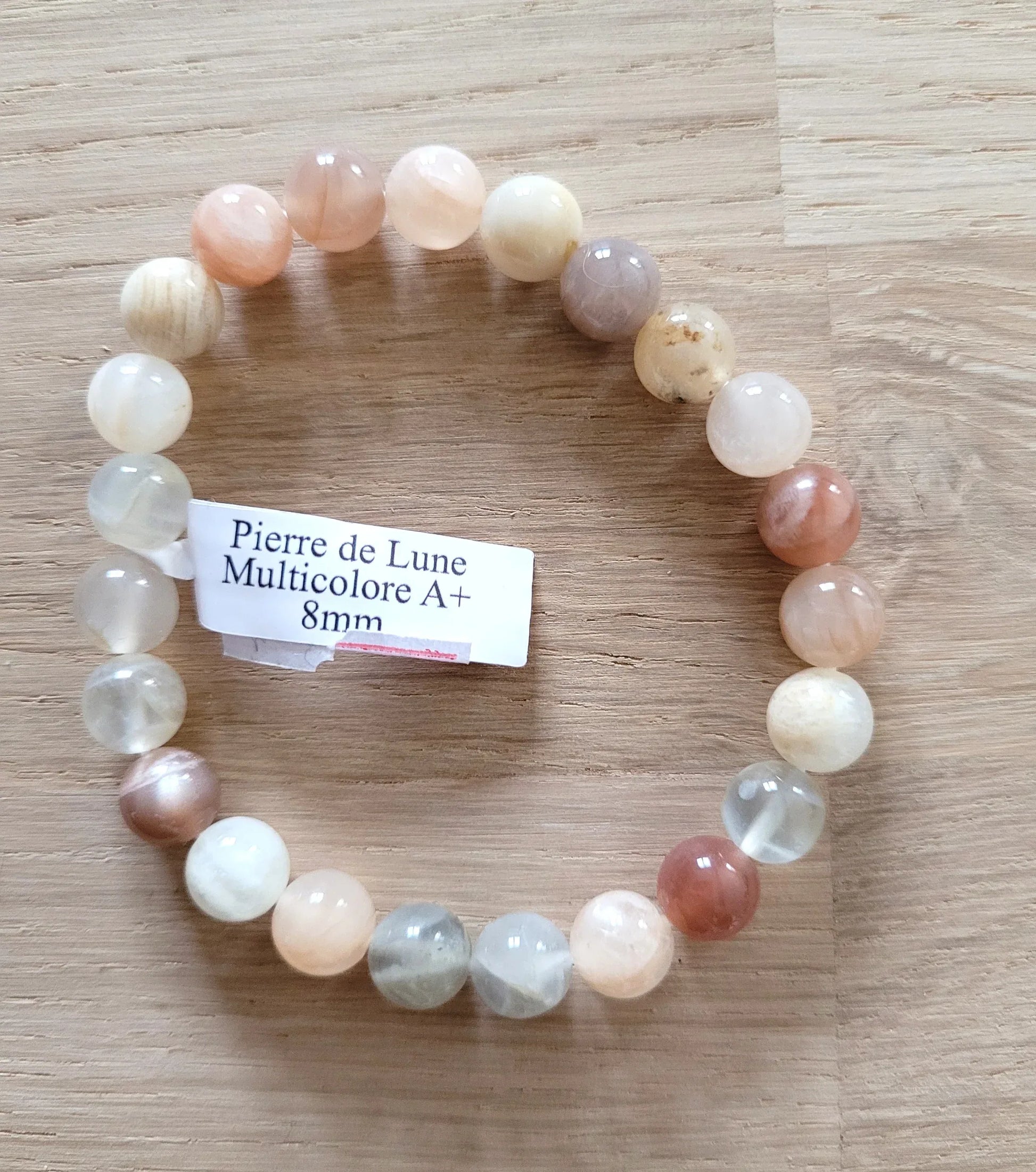 Bracelet en Pierre de lune 8mm - Pierres de Terre Happy
