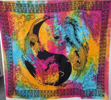 Tenture d'Inde grand modèle - Yin Yang dragons chinois multicolore - Pierres de Terre Happy