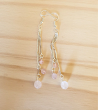 Boucles d'oreilles triples perles en Quartz Rose - Pierres de Terre Happy
