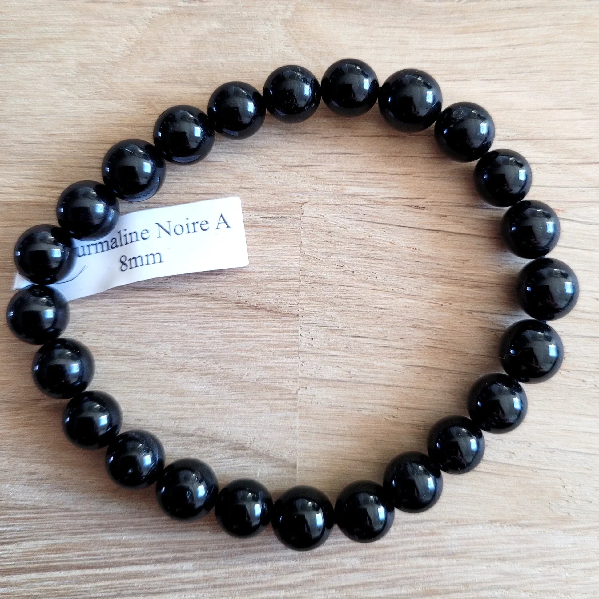 Bracelet en Tourmaline noire 8mm - Pierres de Terre Happy