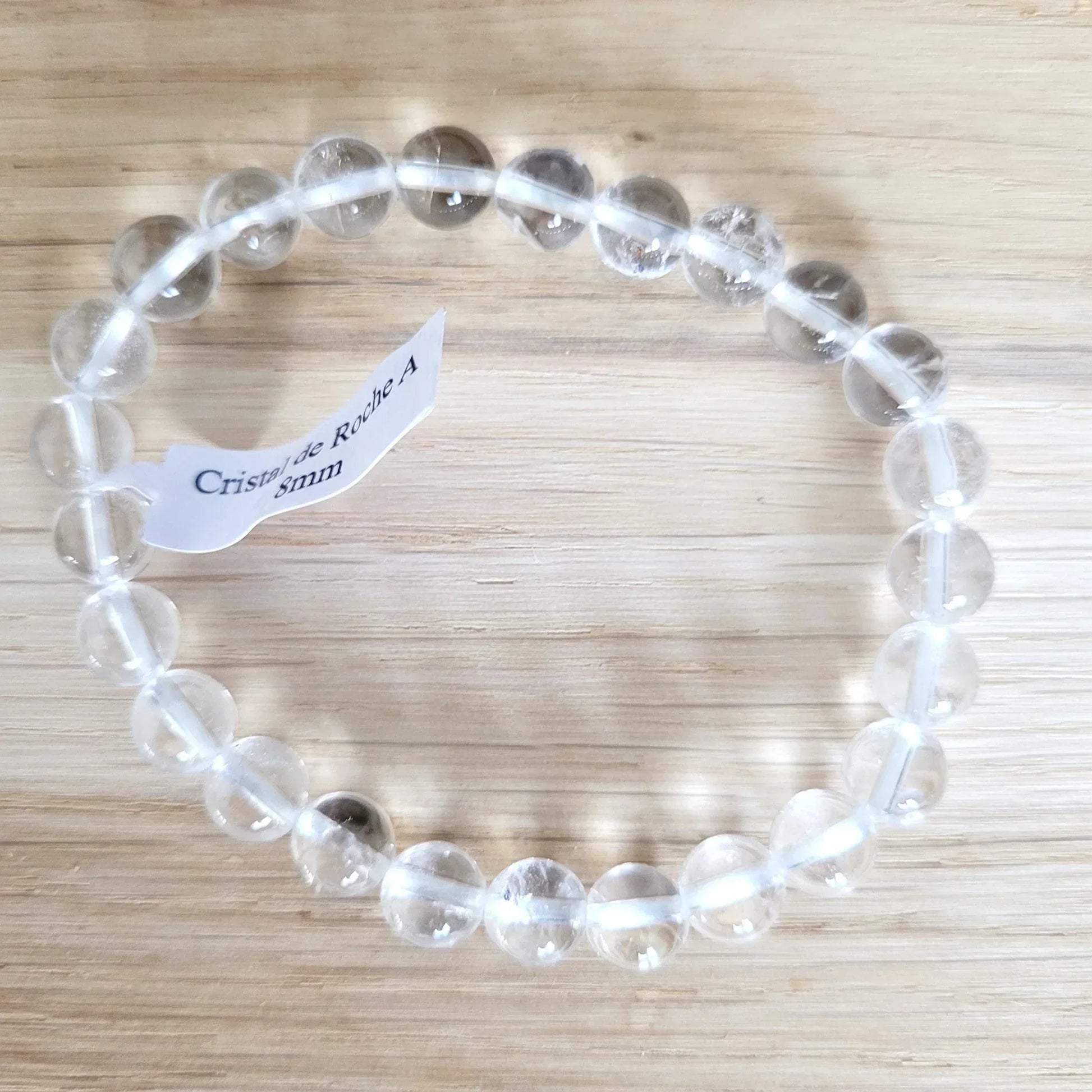 Bracelet en Cristal de roche 8mm - Pierres de Terre Happy