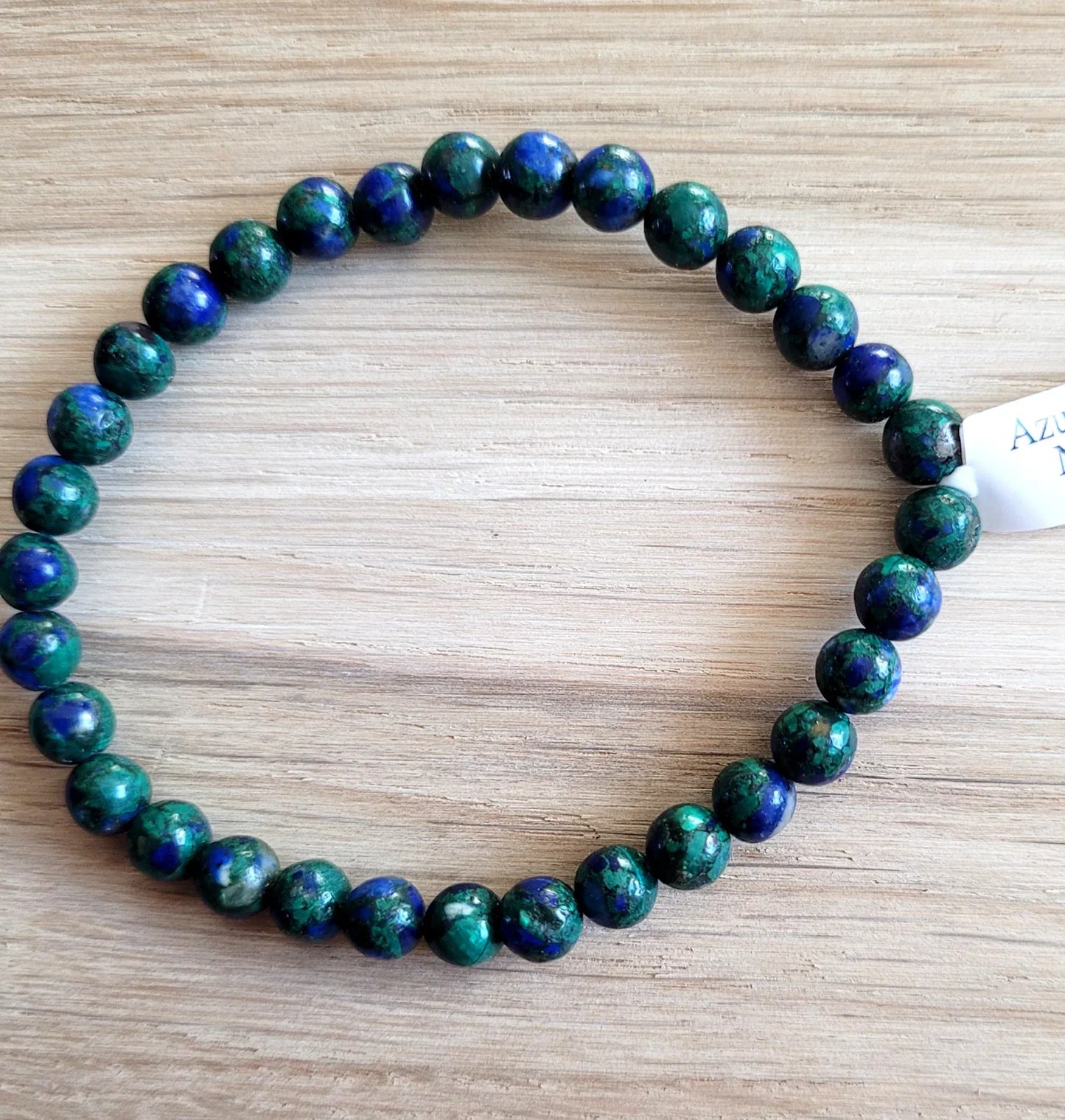 Bracelet en Azurite Malachite 6mm - Pierres de Terre Happy