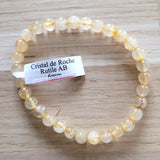 Bracelet en Quartz rutile 6mm - Pierres de Terre Happy