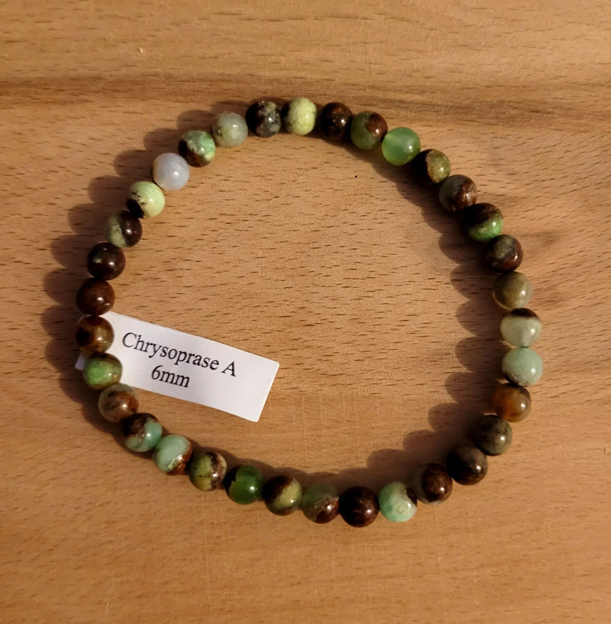 Bracelet en Chrysoprase 6mm - Pierres de Terre Happy