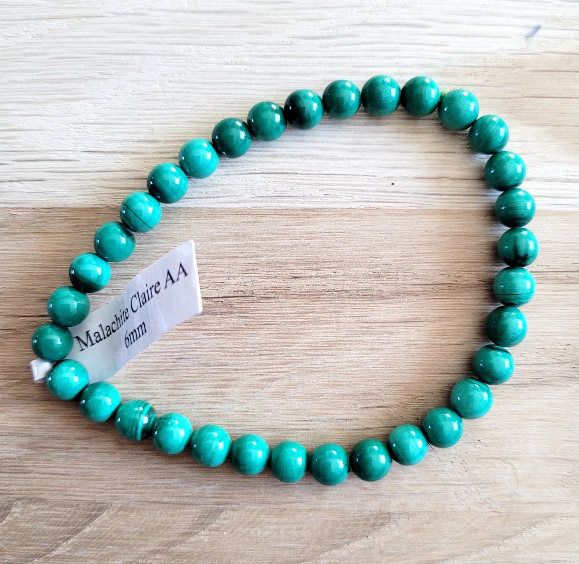 Bracelet en Malachite claire 6mm - Pierres de Terre Happy