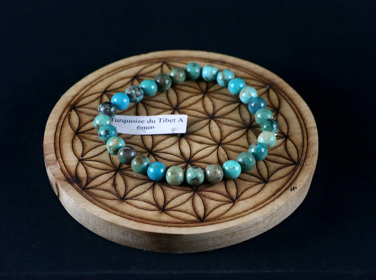 Bracelet enTurquoise 6mm A Tibet - Pierres de Terre Happy