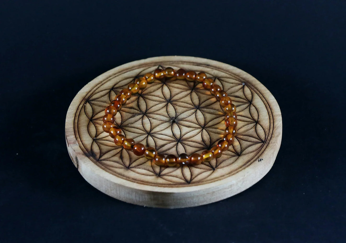 Bracelet en Ambre cognac clair 6mm - Pierres de Terre Happy