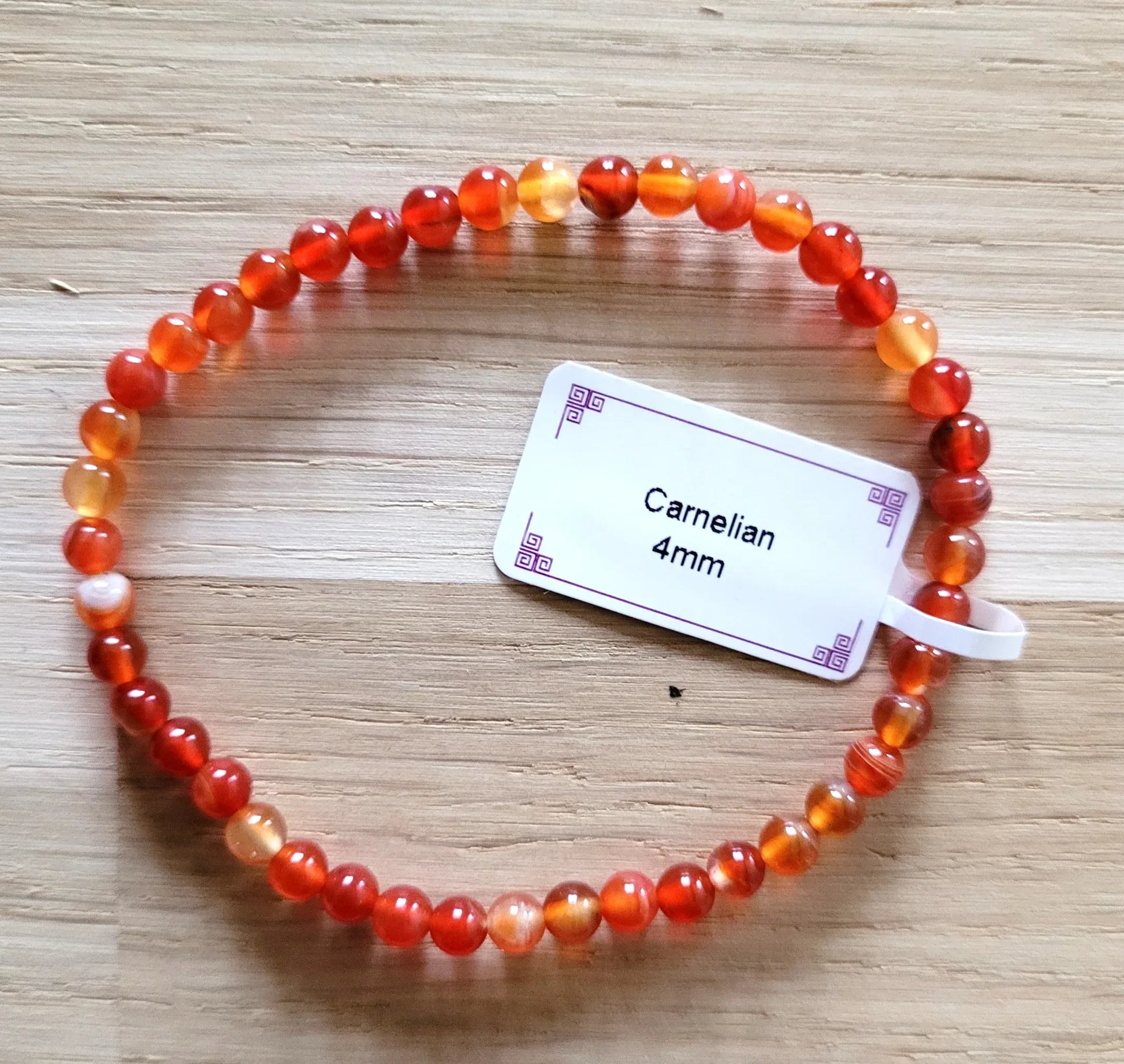 Bracelet en Cornaline 4mm - Pierres de Terre Happy