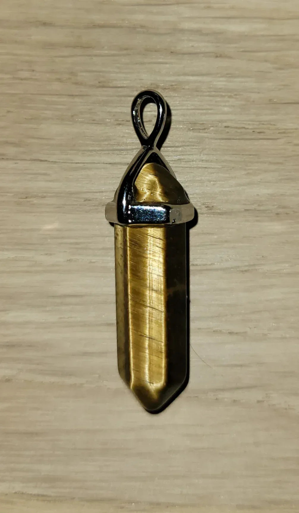 Pendentif doubles pointes en Oeil de Tigre - Pierres de Terre Happy